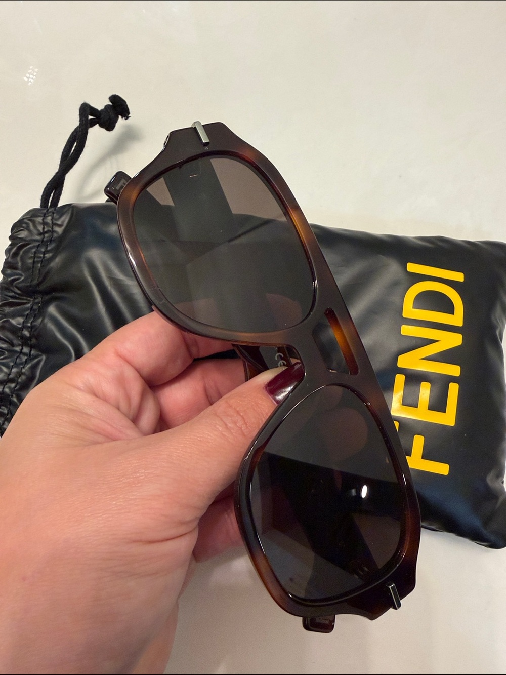 Fendi Tortoiseshell Frame Sunglasses with Dark Brown Lenses - Picture 4 of 9